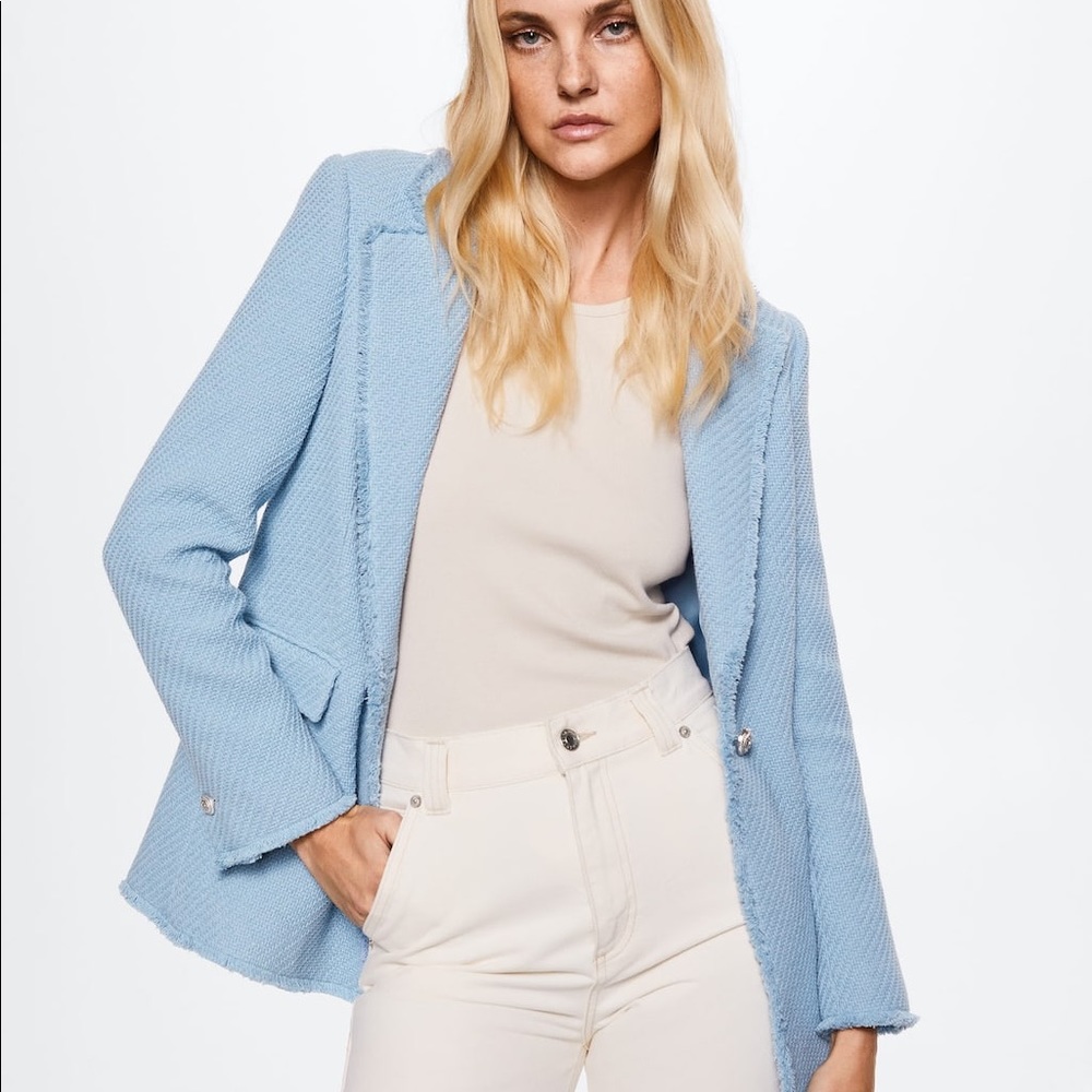 Mango Tweed Blazer, Blue, NWT